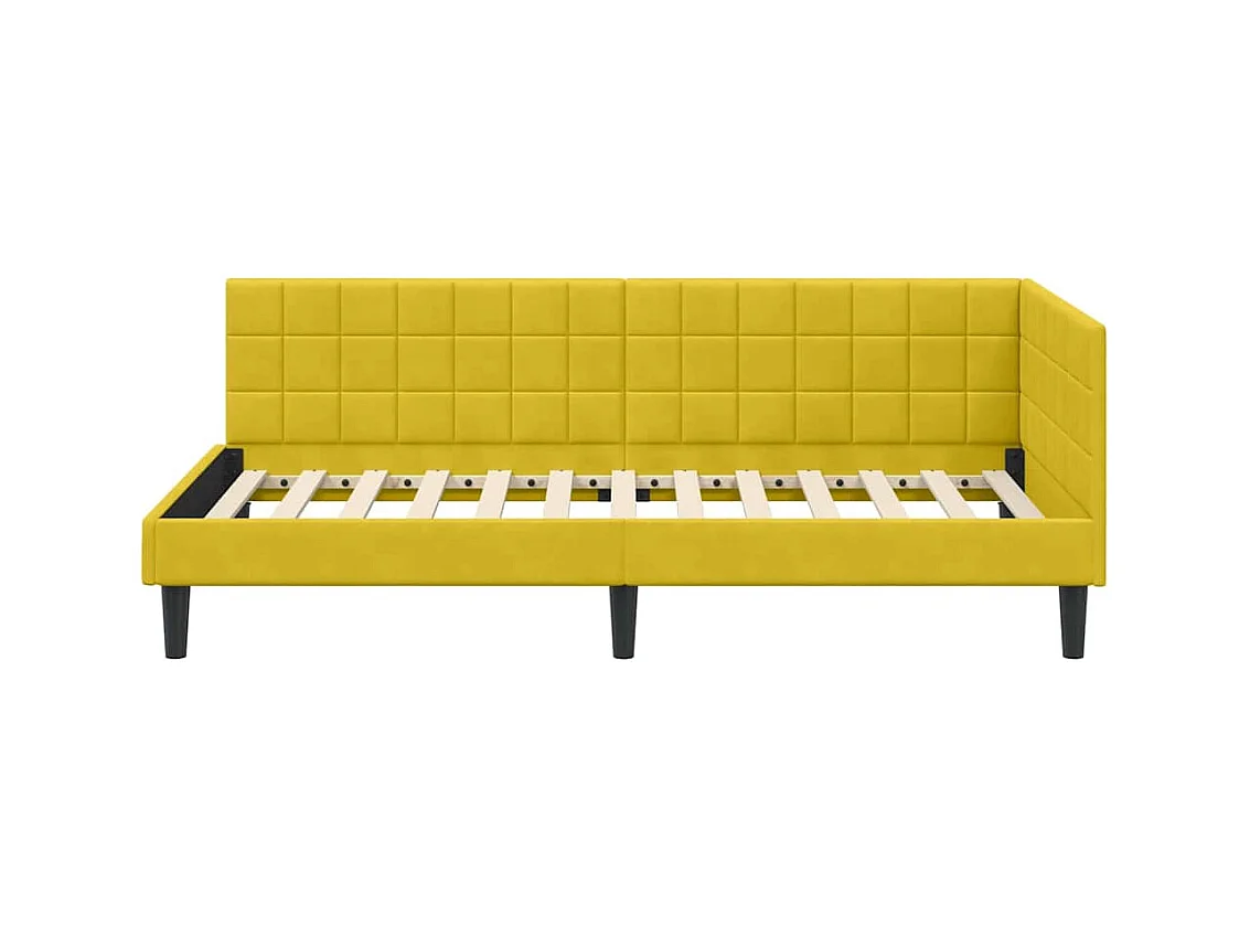 Cadre de lit d'angle avec tête de lit Jaune 90 x 190 cm Velours