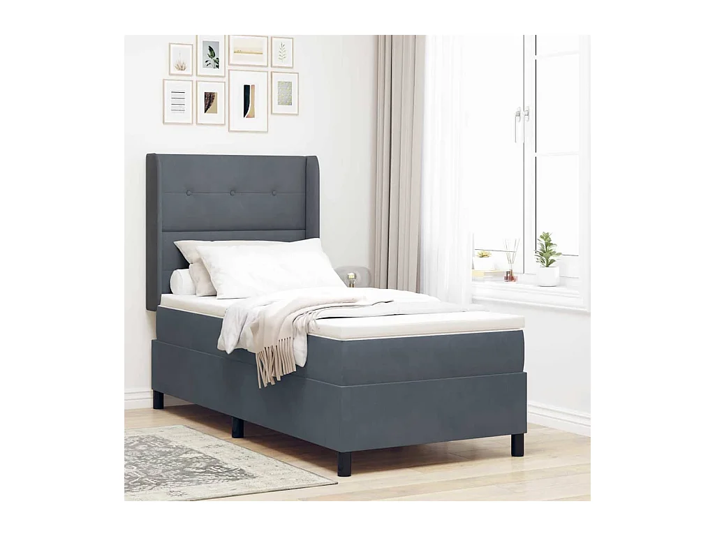 Cadre de lit avec Matelas LED Gris foncé 80 x 200 cm Velours