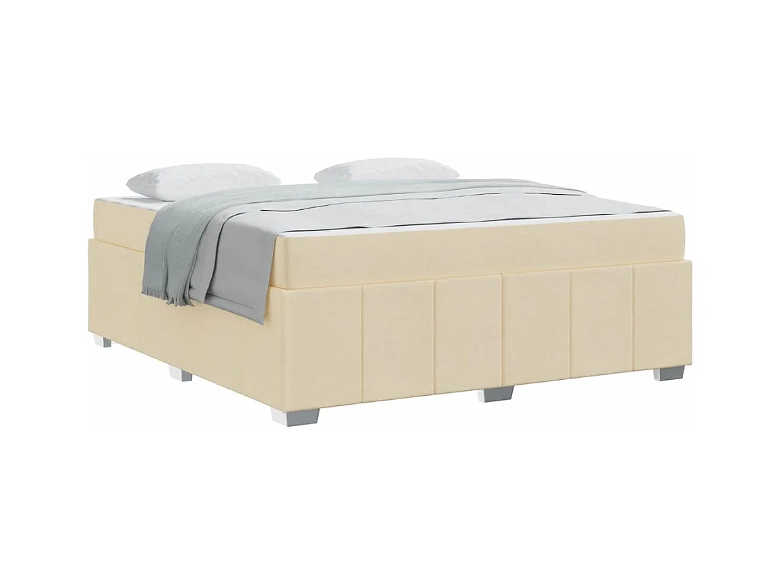 Cadre de lit avec matelas Crème 180 x 200 cm tissu