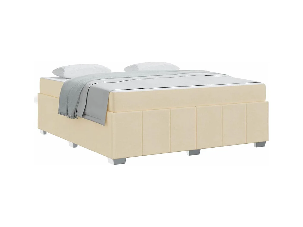 Cadre de lit avec matelas Crème 180 x 200 cm tissu