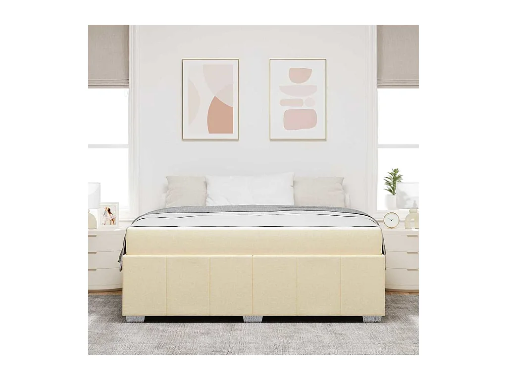 Cadre de lit avec matelas Crème 180 x 200 cm tissu