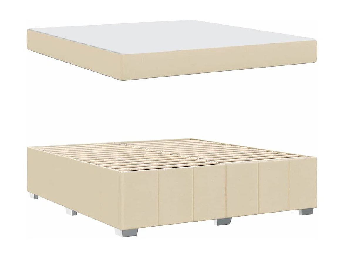 Cadre de lit avec matelas Crème 180 x 200 cm tissu