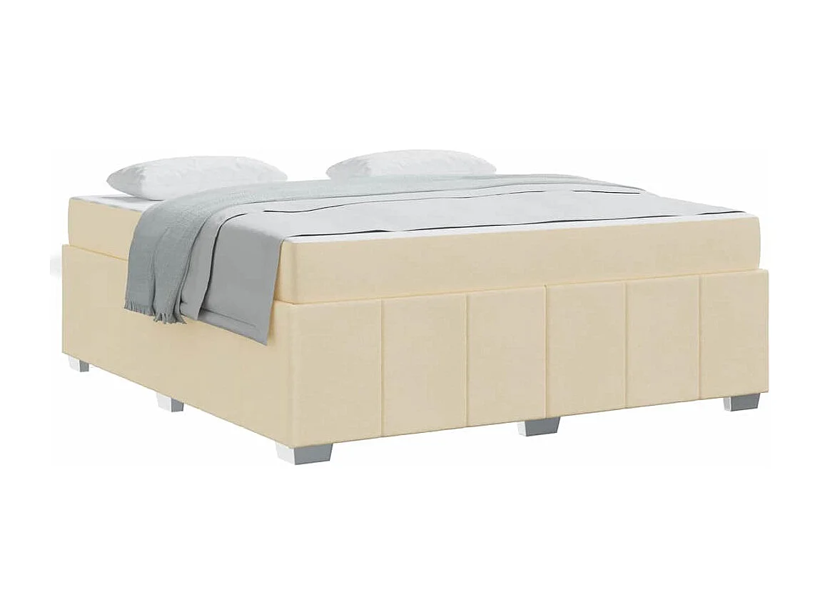 Cadre de lit avec matelas Crème 180 x 200 cm tissu