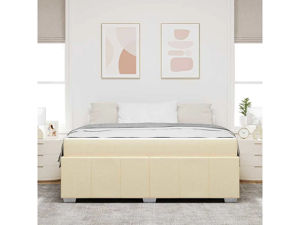 Cadre de lit avec matelas Crème 180 x 200 cm tissu