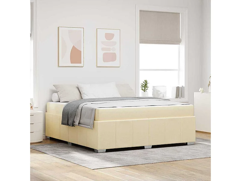 Estructura de cama con colchón Crema 180 x 200 cm tela