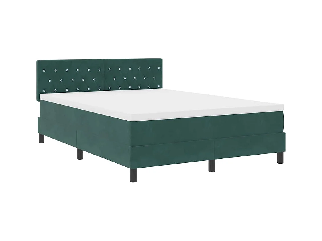 Cadre de lit avec matelas Vert foncé 160 x 200 cm tissu