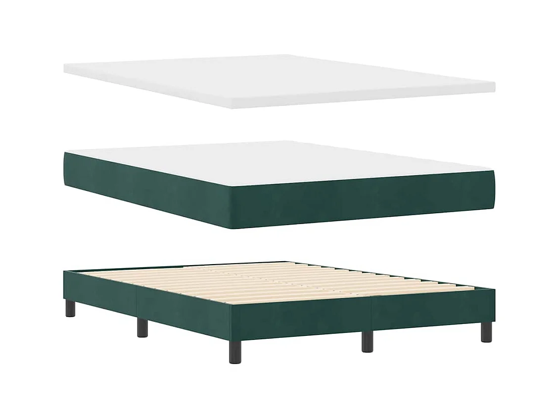Cadre de lit avec matelas Vert foncé 160 x 200 cm tissu