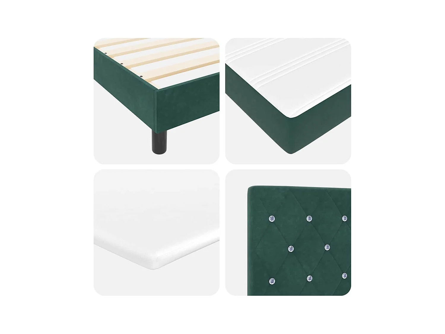 Cadre de lit avec matelas Vert foncé 160 x 200 cm tissu