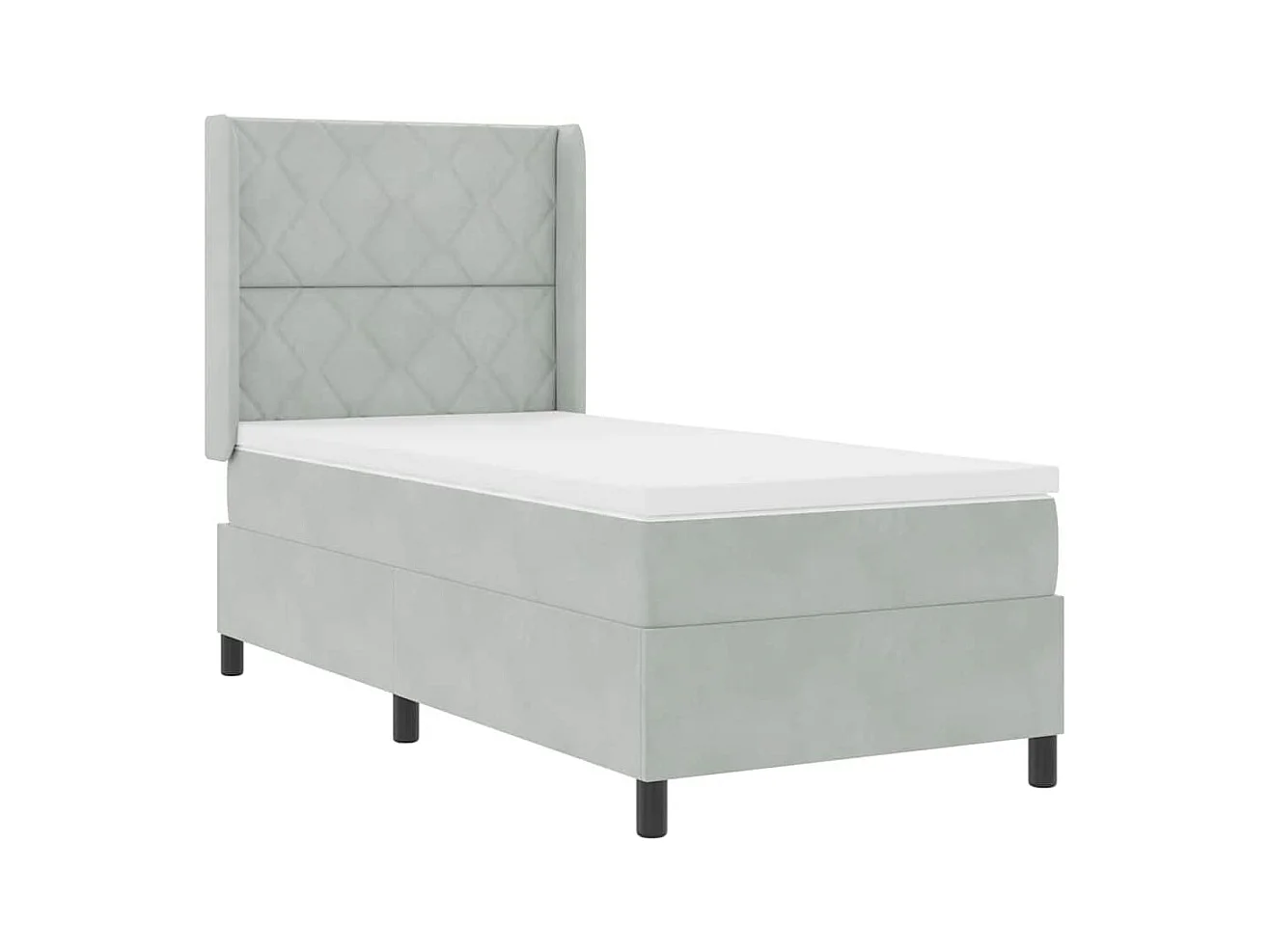 Cadre de lit avec Matelas LED Gris clair 100 x 200 cm Velours