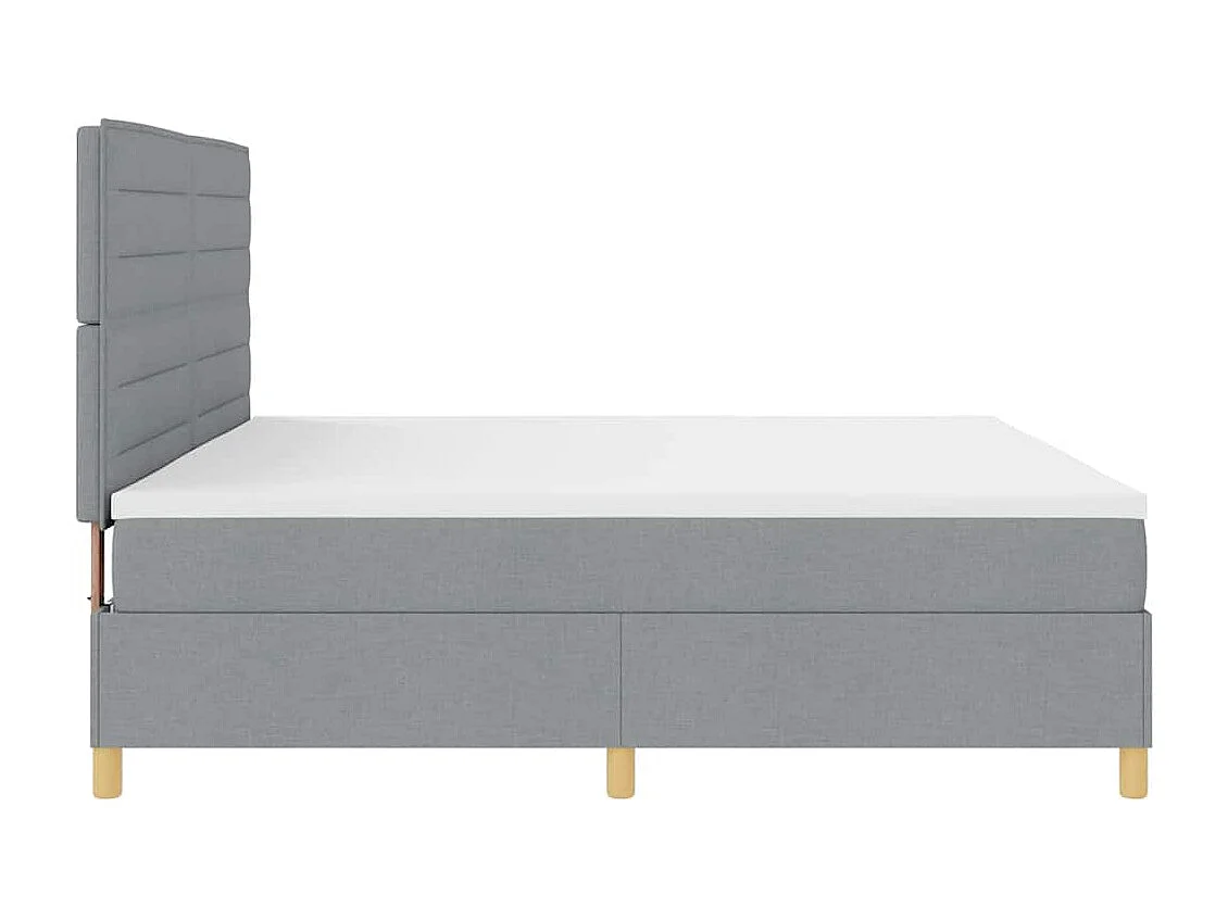 Cama tipo Box Spring con cabecera Gris claro 200 x 200 cm tela