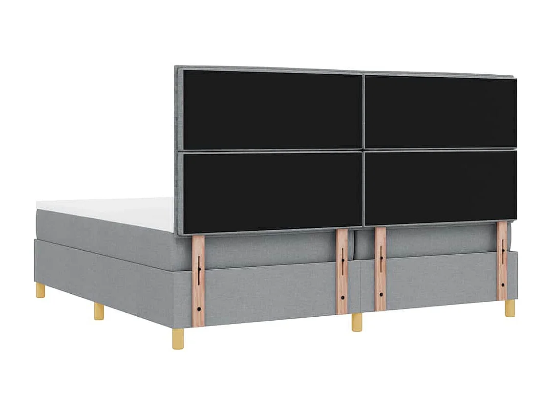 Cama tipo Box Spring con cabecera Gris claro 200 x 200 cm tela