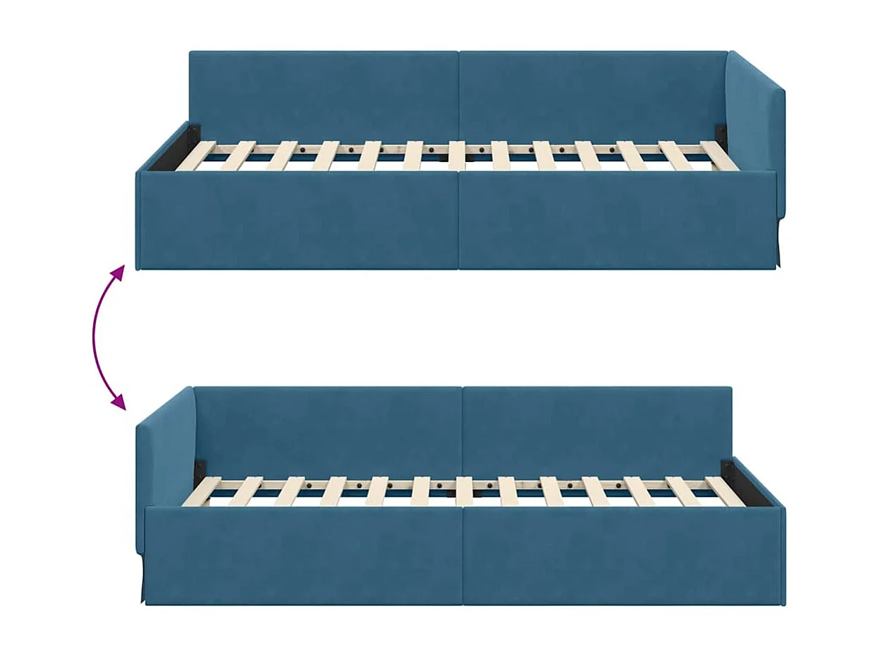 Estructura de cama en esquina Otro Manual Azul 90 x 190 cm