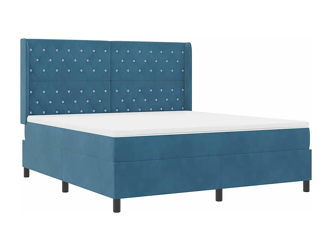 Cama tipo Box Spring con cojín Azul 180 x 200 cm Terciopelo