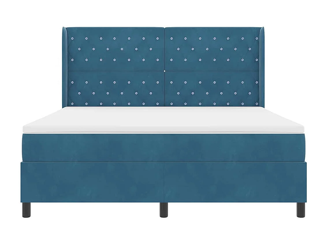 Cama tipo Box Spring con cojín Azul 180 x 200 cm Terciopelo