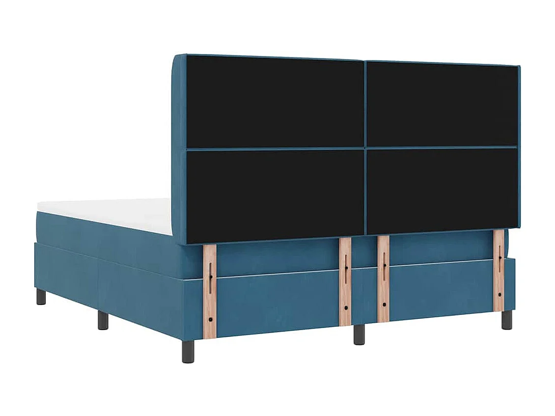 Cama tipo Box Spring con cojín Azul 180 x 200 cm Terciopelo