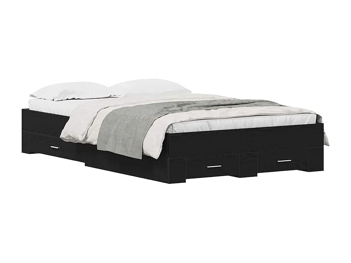Estrutura de Cama com Gavetas Carvalho preto 120 x 190 cm