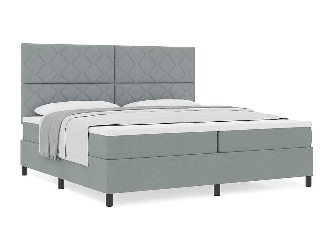 Cama tipo Box Spring con colchón Gris claro 200 x 200 cm tela