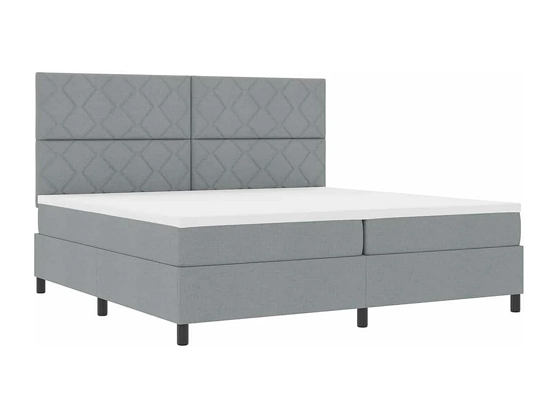 Cama tipo Box Spring con colchón Gris claro 200 x 200 cm tela