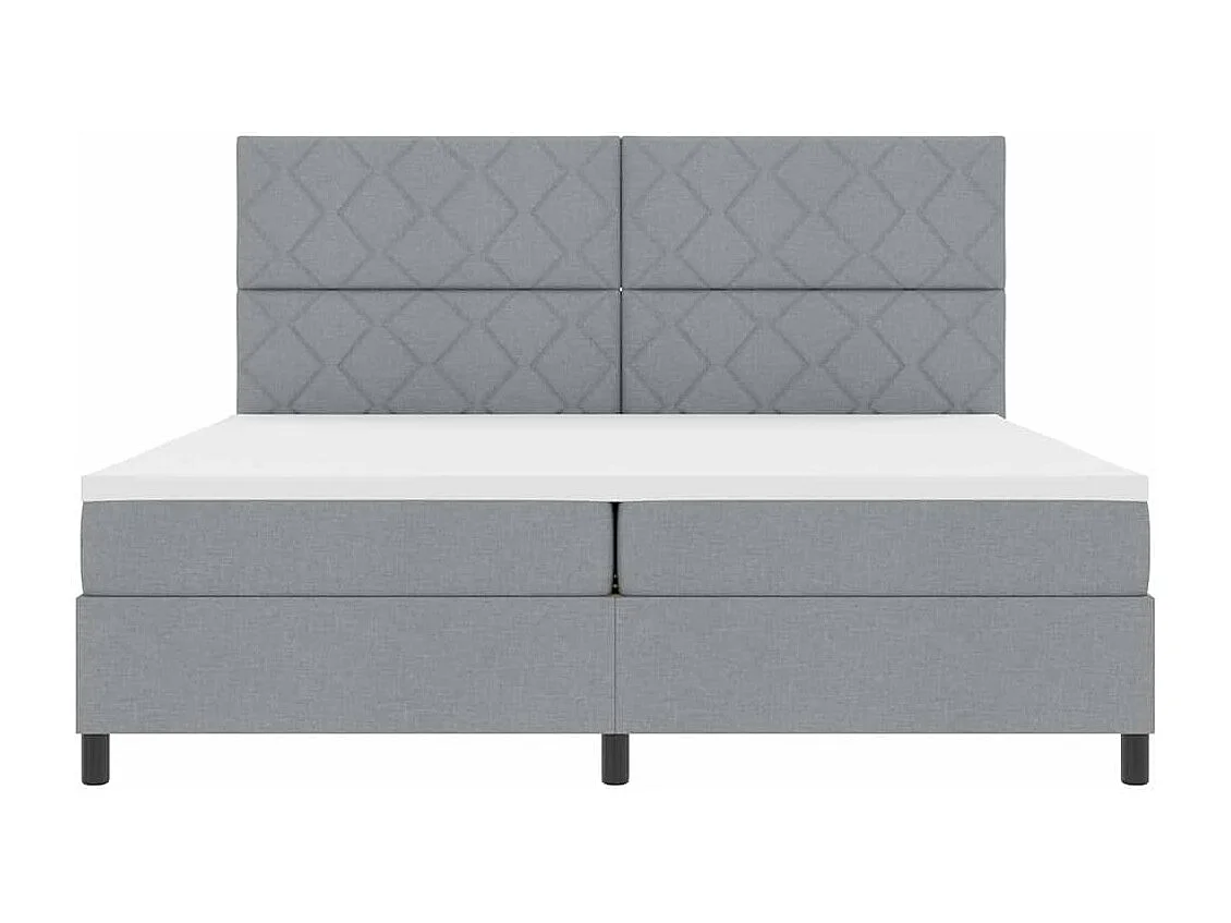 Cama tipo Box Spring con colchón Gris claro 200 x 200 cm tela