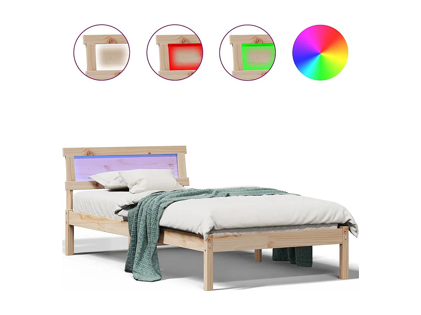 Bedframe met hoofdeinde Bruin 80 x 200 cm Massief grenenhout