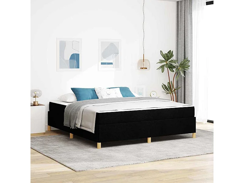 Boxspring bed Zwart en Wit en Zwart 180 x 200 cm Stof