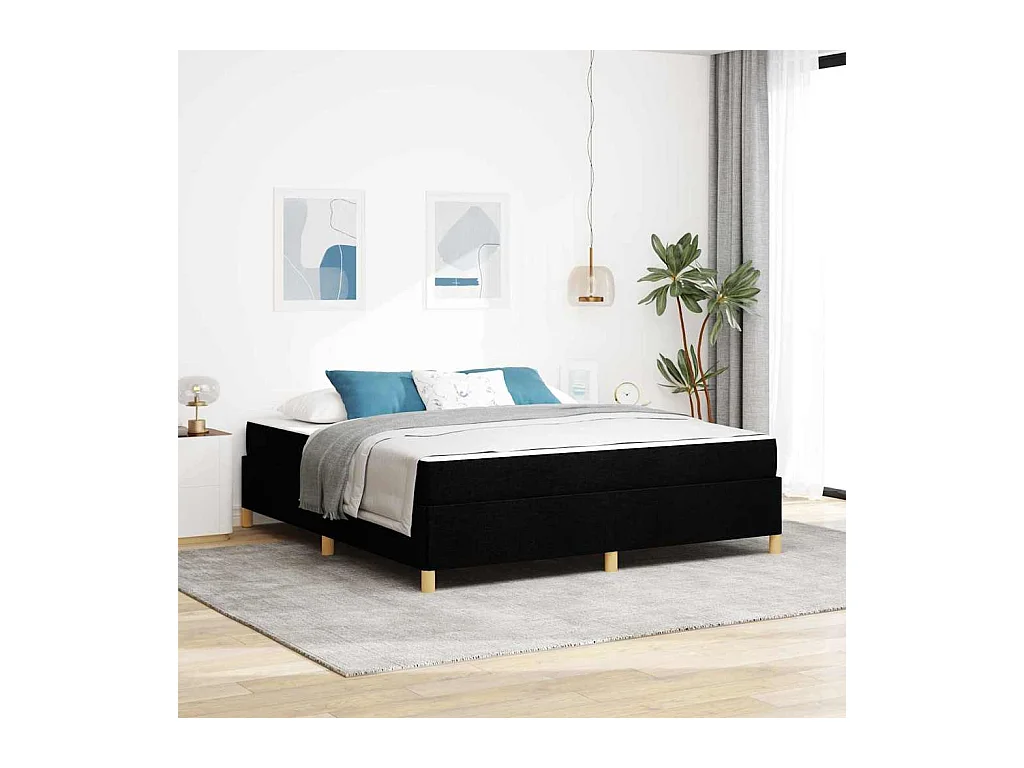 Cadre de lit Noir et blanc et noir 180 x 200 cm tissu