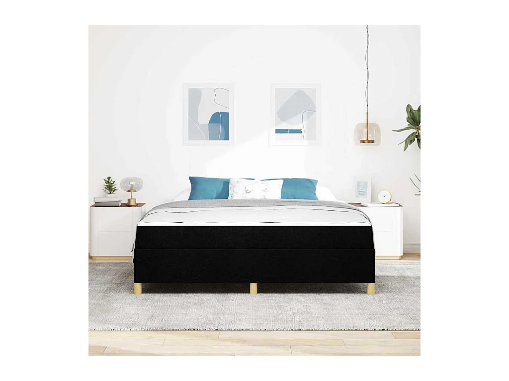 Cadre de lit Noir et blanc et noir 180 x 200 cm tissu