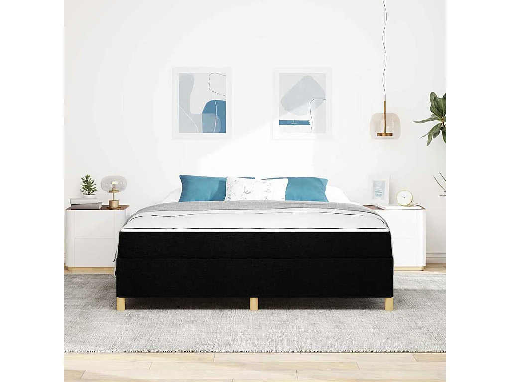 Cadre de lit Noir et blanc et noir 180 x 200 cm tissu