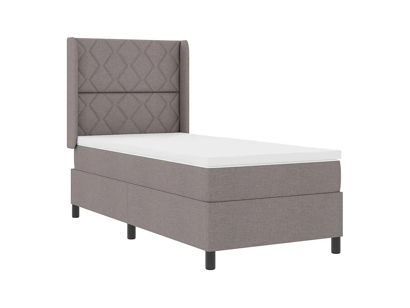 Cadre de lit avec matelas Taupe 100 x 200 cm tissu