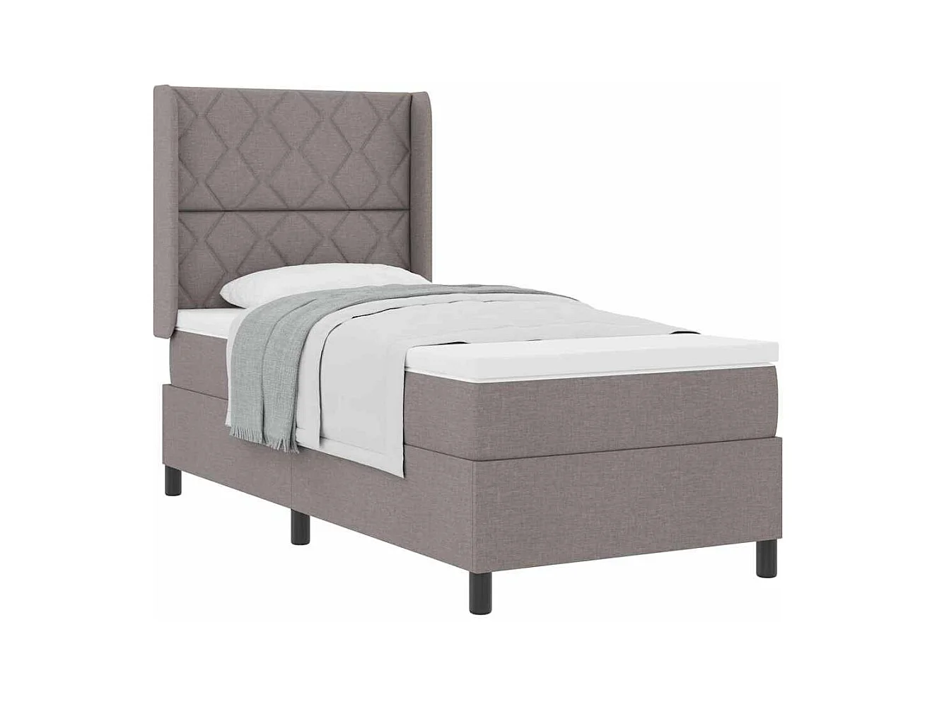 Cadre de lit avec matelas Taupe 100 x 200 cm tissu