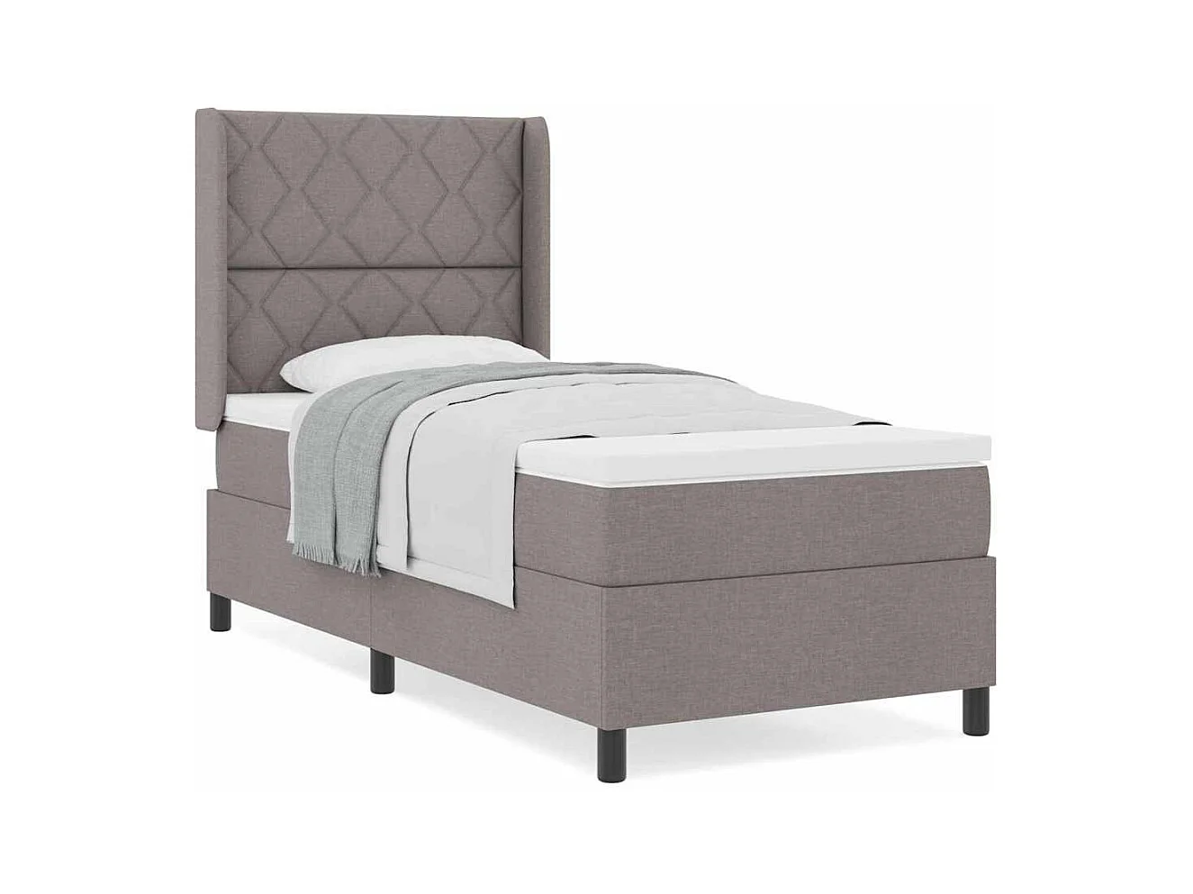 Cadre de lit avec matelas Taupe 100 x 200 cm tissu