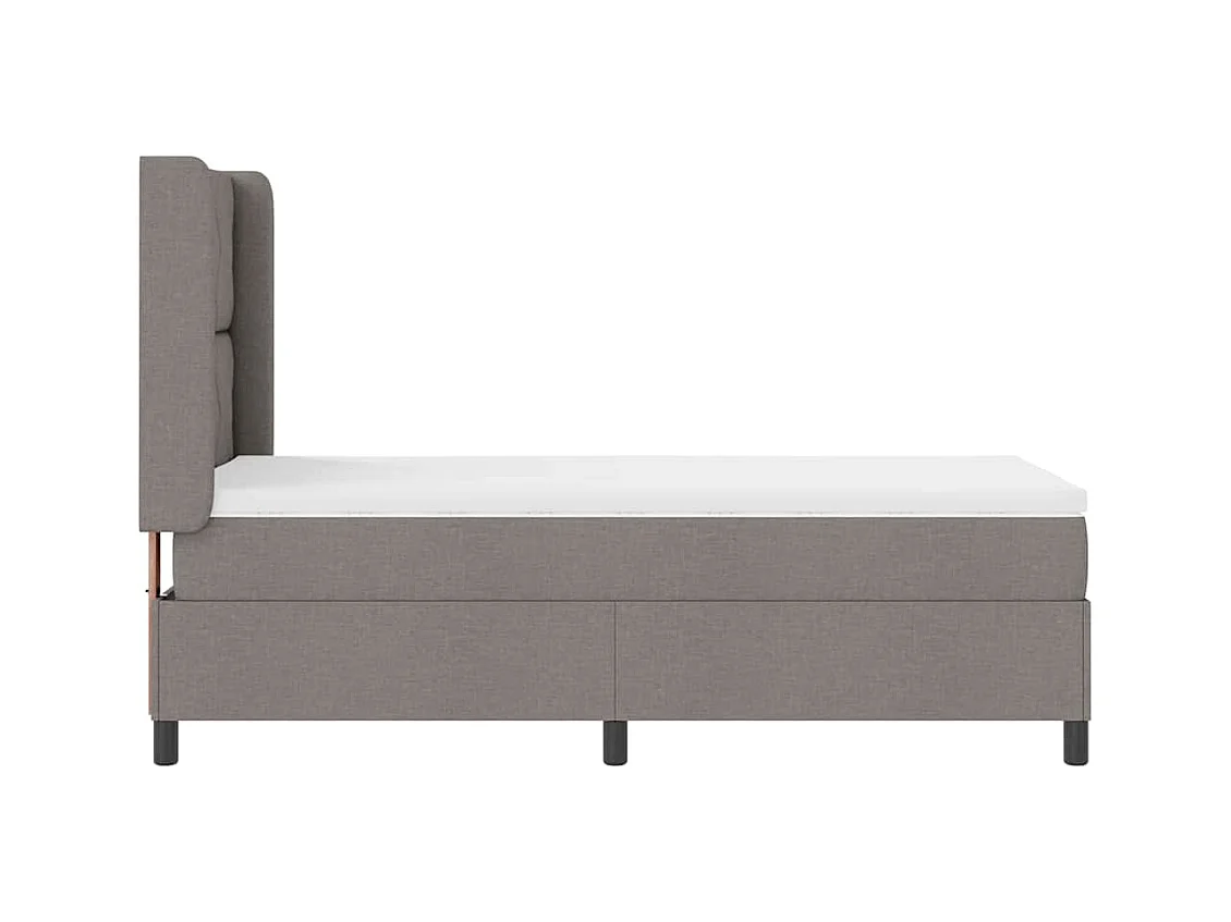 Cadre de lit avec matelas Taupe 100 x 200 cm tissu