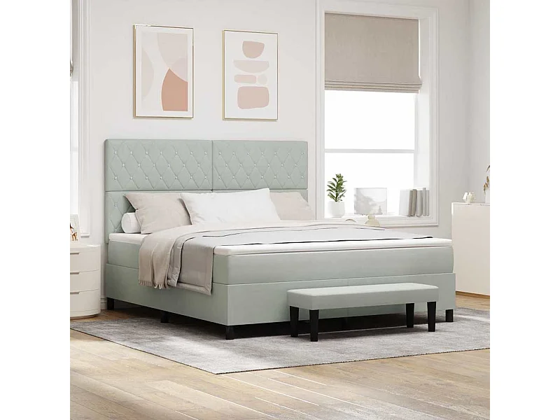 Cadre de lit avec matelas Gris clair 180 x 200 cm Velours