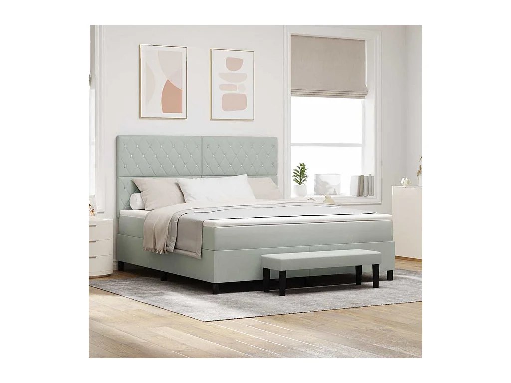 Boxspring bed met matras Lichtgrijs 180 x 200 cm Fluweel