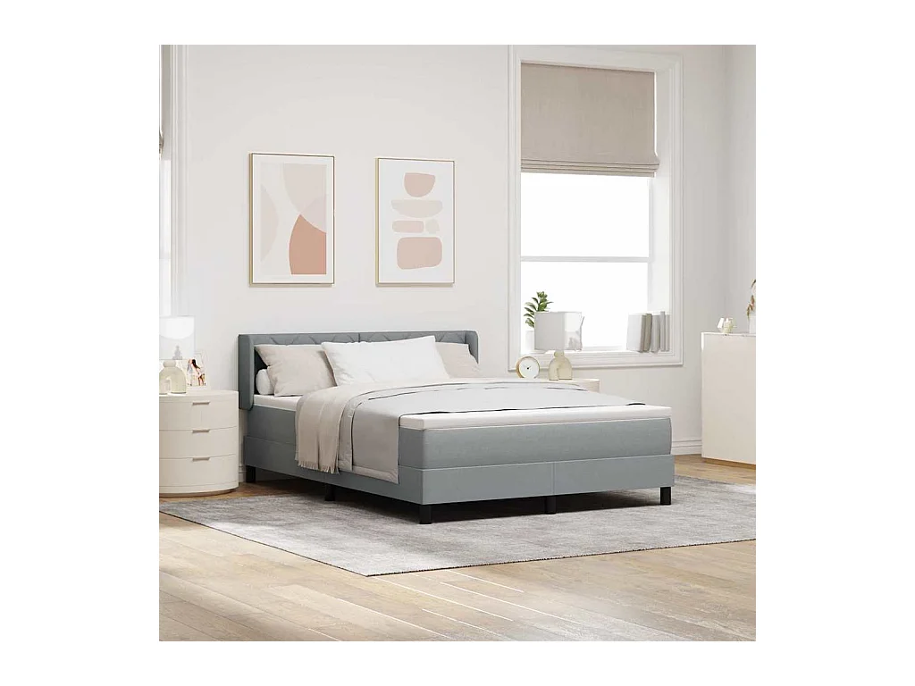 Cadre de lit avec matelas avec matelas Gris clair 140 x 190 cm