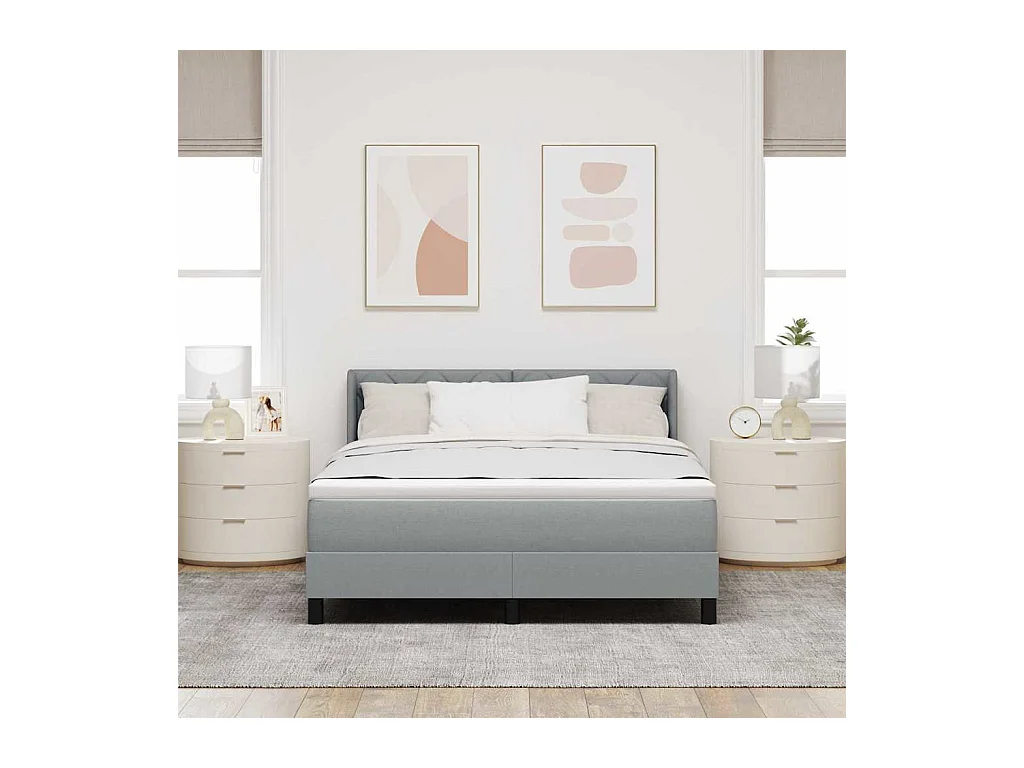 Cadre de lit avec matelas avec matelas Gris clair 140 x 190 cm