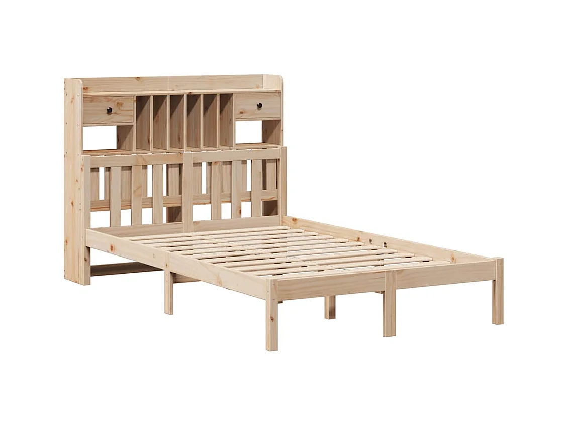 Lit bibliothèque sans matelas 135x190 cm bois de pin massif