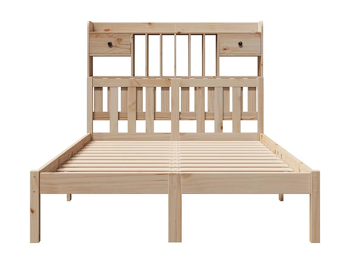 Bed met boekenkast zonder matras massief grenenhout 135x190 cm