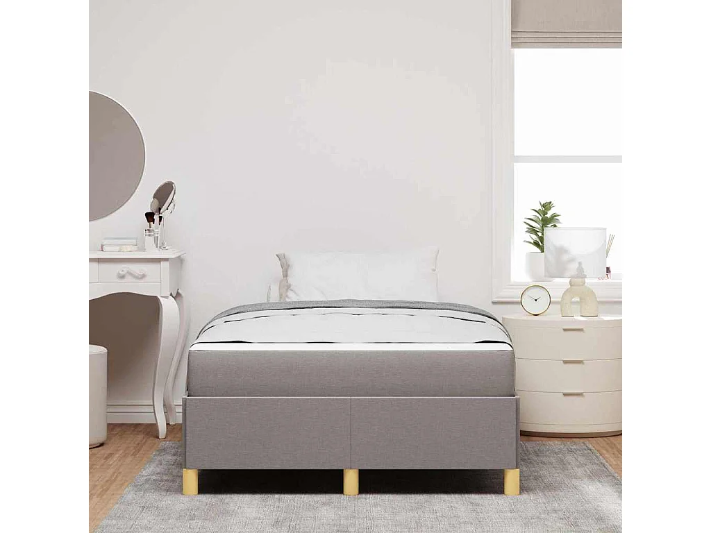 Cadre de lit avec matelas Taupe et blanc 120 x 200 cm tissu