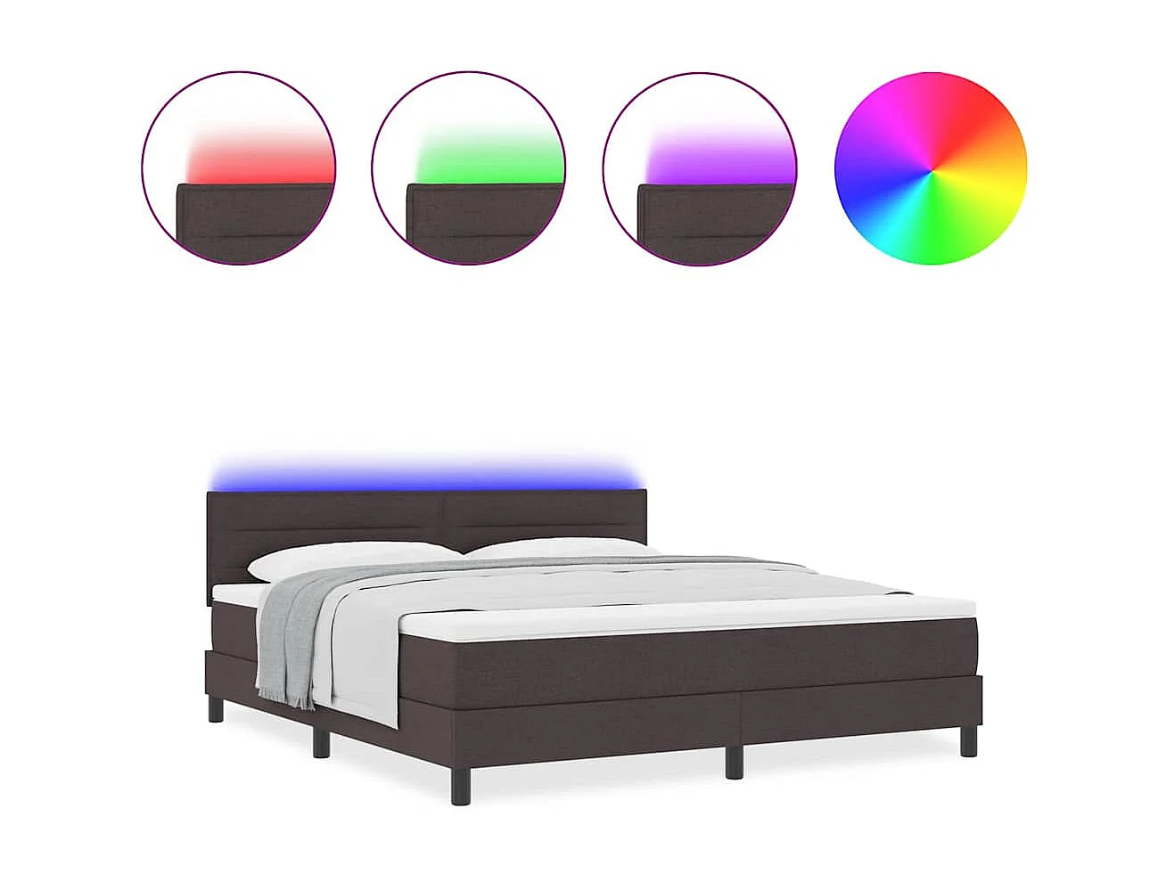 Cama tipo Box Spring Marrón Oscuro 180 x 200 cm tela