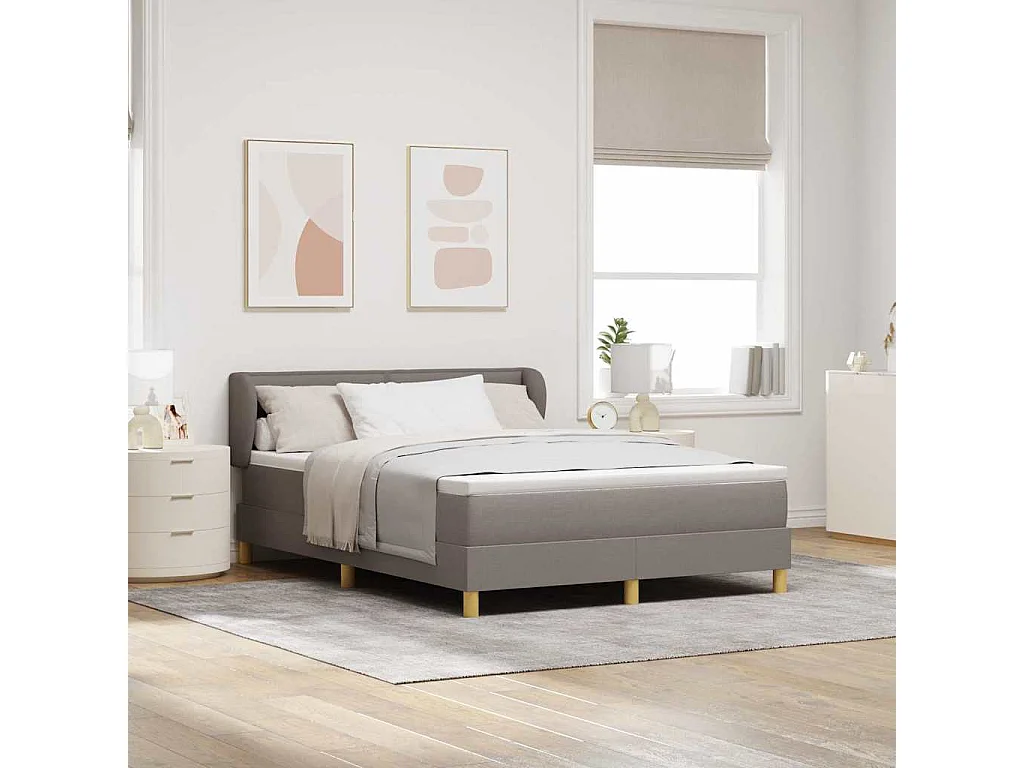 Cadre de lit avec Matelas Crème 90x200 cm Tissu Taupe