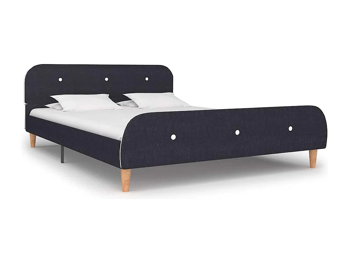 Estrutura de cama sem colchão 135x190 cm tecido cinzento-escuro