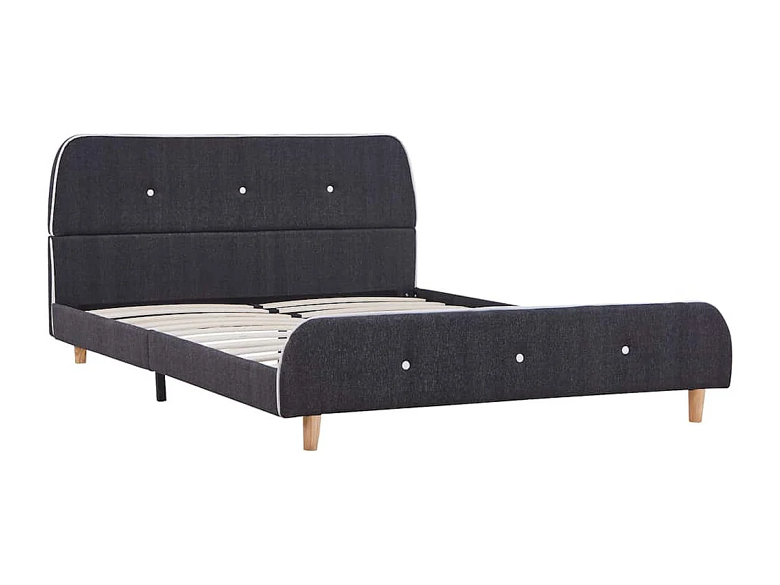 Estrutura de cama sem colchão 135x190 cm tecido cinzento-escuro