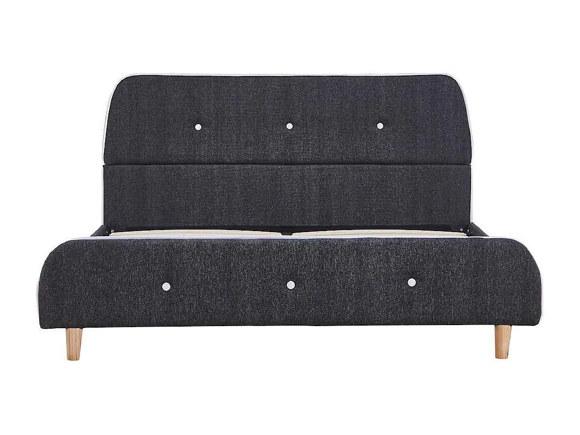 Estrutura de cama sem colchão 135x190 cm tecido cinzento-escuro