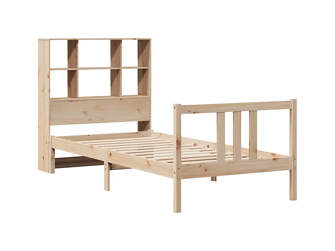 Lit bibliothèque sans matelas 90x190 cm bois de pin massif