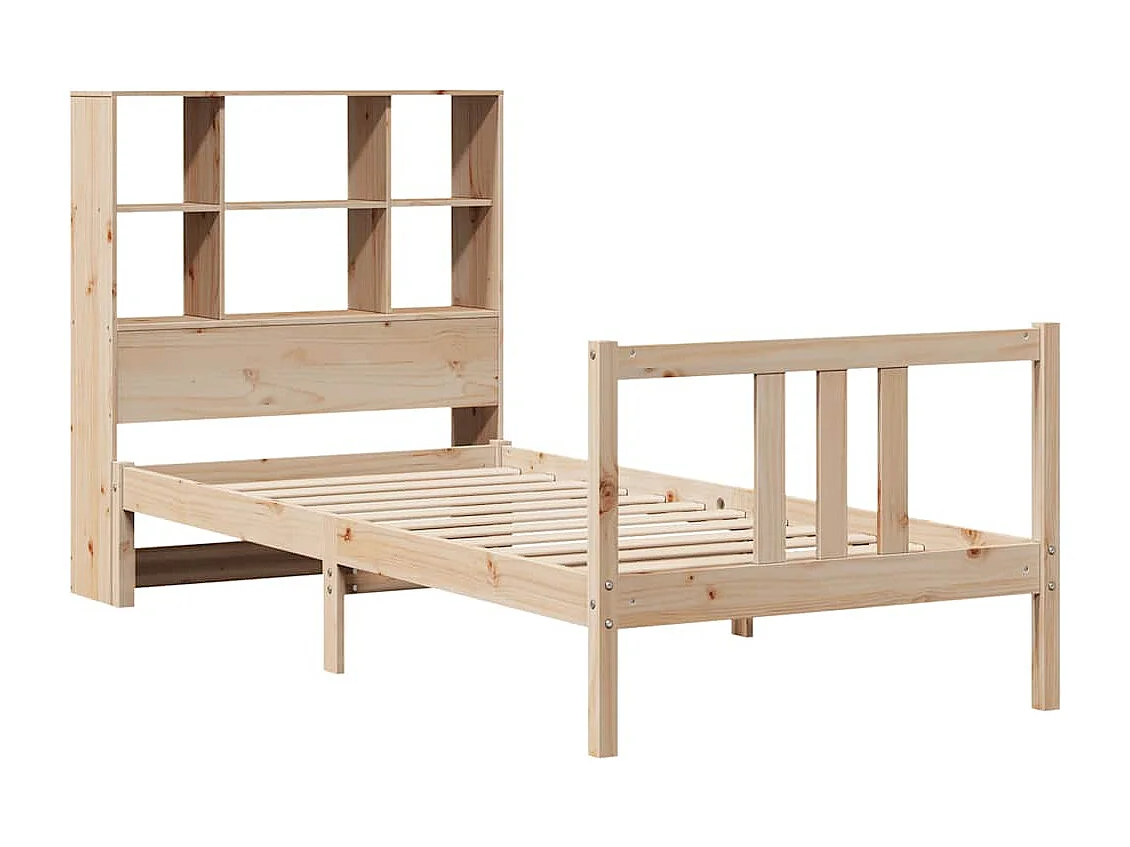 Lit bibliothèque sans matelas 90x190 cm bois de pin massif
