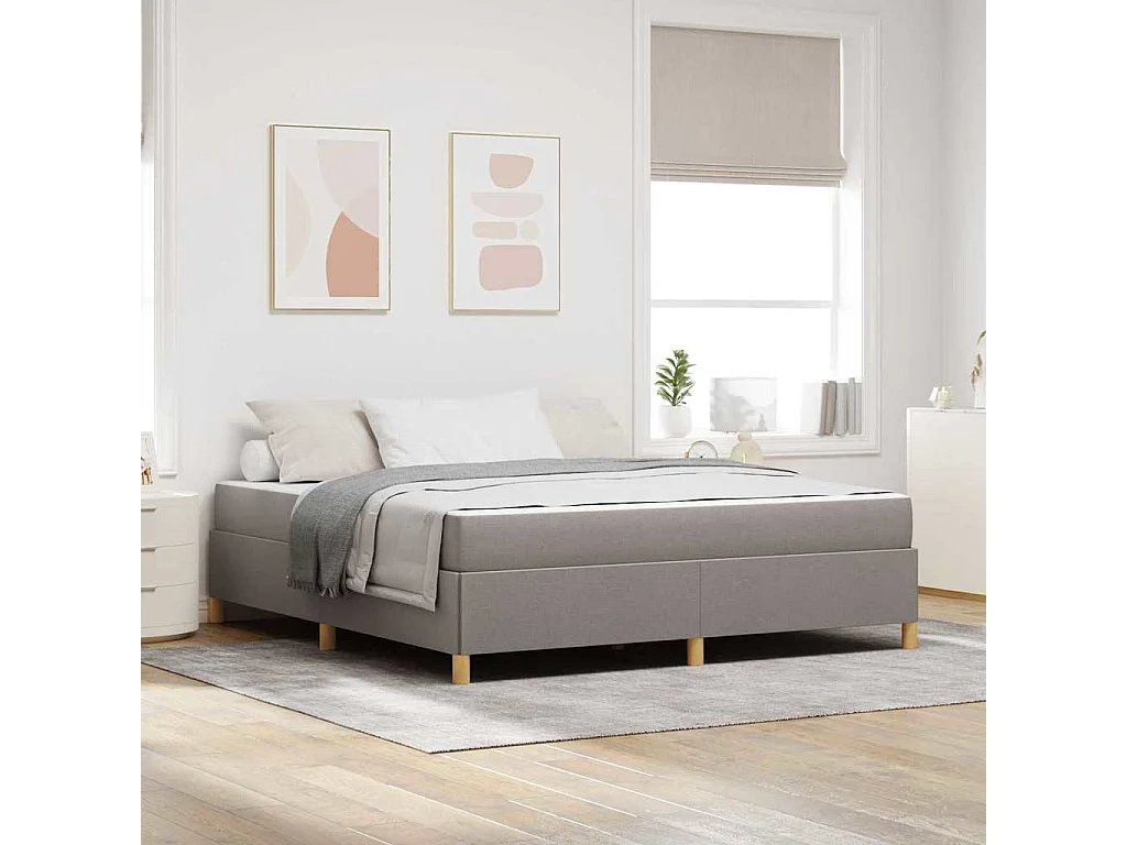 Cama tipo Box Spring Taupe y Blanco 180 x 200 cm tela