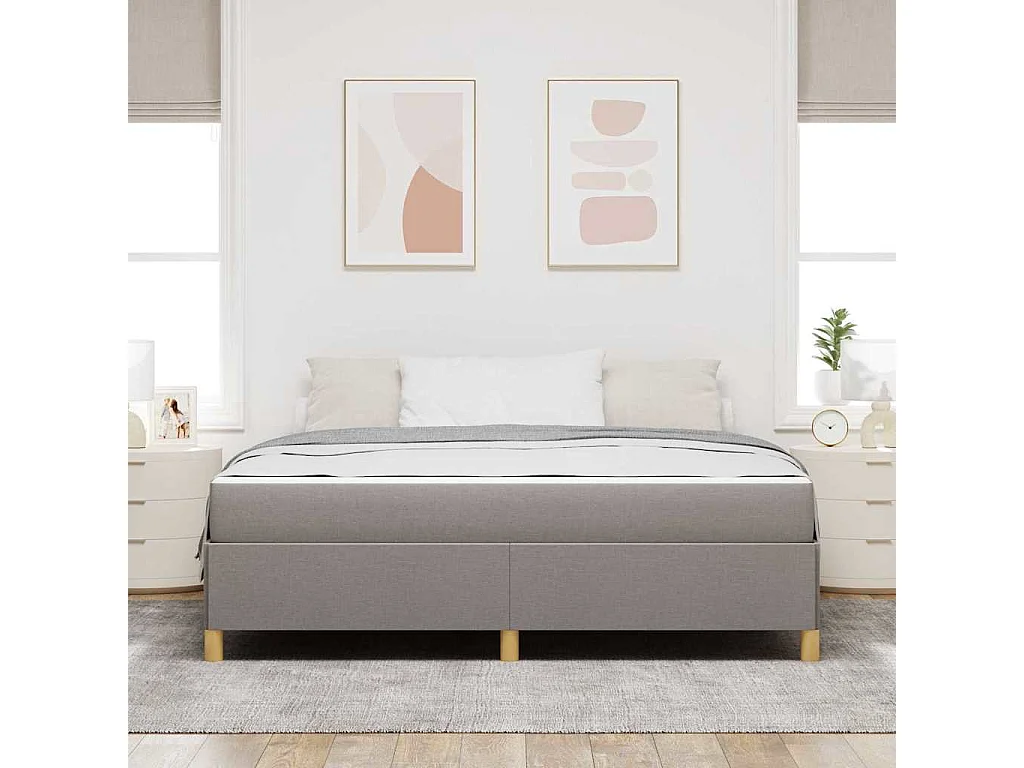 Cama tipo Box Spring Taupe y Blanco 180 x 200 cm tela