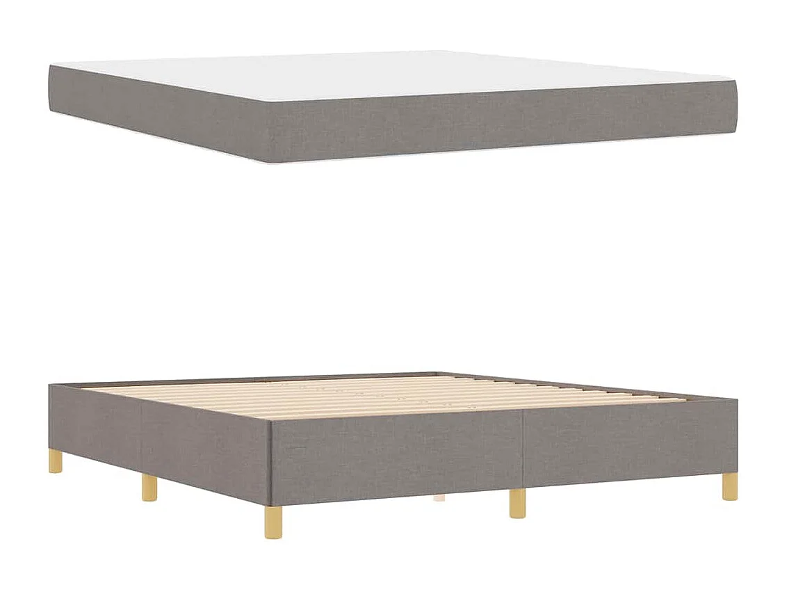 Cama tipo Box Spring Taupe y Blanco 180 x 200 cm tela