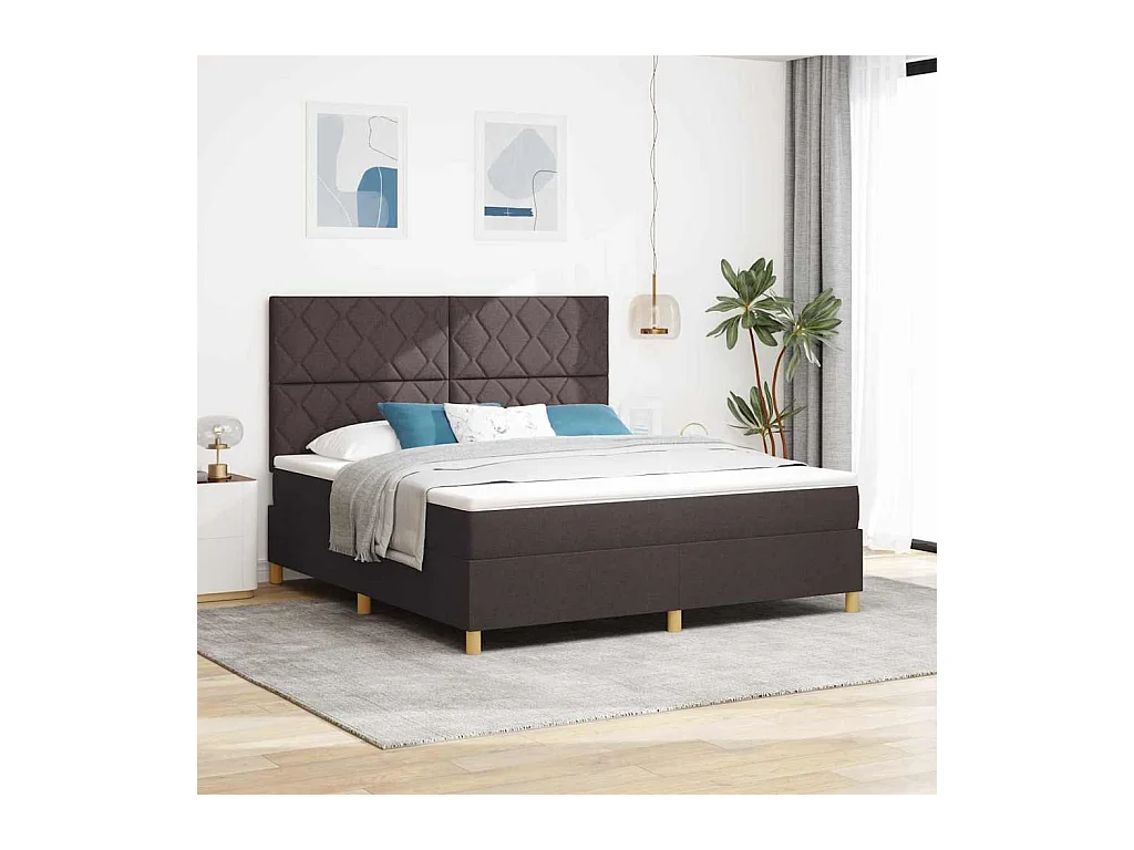Cama tipo Box Spring Marrón oscuro 180 x 200 cm tela
